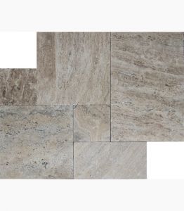 French Pattern SILVER RIVER Tumbled Travertine PAVER